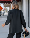 Notched Collar Roll Up Sleeve Blazer Coat