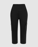 Pocket Design High Waist Capris Sports Leggings