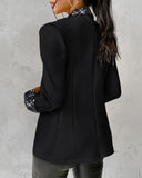 Shawl Collar Contrast Sequin Blazer Coat