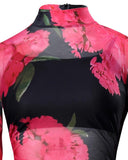 3PCS Crop Top & Shorts Set With Floral Print Sheer Mesh Dress