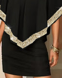 Contrast Sequin Cloak Sleeve Bodycon Dress
