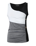 Colorblock Button Detail Tank Top