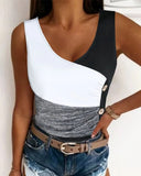 Colorblock Button Detail Tank Top