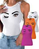 3 Pack Eyelash Print Casual Tank Top