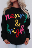 Black Tinsel Merry & Bright Round Neck Plus Size Sweater