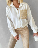 Sequin Long Sleeve Top & Pant Sets