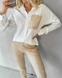 Sequin Long Sleeve Top & Pant Sets