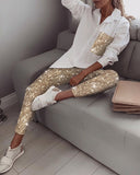 Sequin Long Sleeve Top & Pant Sets