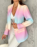 Ombre Lapel Neck Long Sleeve Flap Detail Blazer