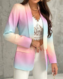 Ombre Lapel Neck Long Sleeve Flap Detail Blazer