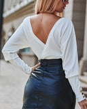 Long Sleeve V Neck Casual Wrap Top