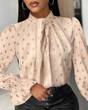 Metallic Polka Dot Print Bell Sleeve Top