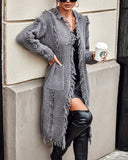 Open Front Tassel Design Knit Cardigan