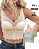 2 Pack Lace Scallop Trim Lace Bralette V Neck Camisoles