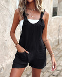 Pocket Design Casual Suspender Romper