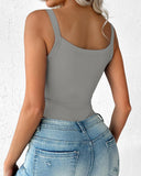 U Neck Sleeveless Ribbed Bodysuit