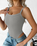 U Neck Sleeveless Ribbed Bodysuit