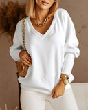 V Neck Gigot Sleeve Back Drawstring Top