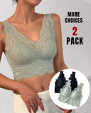 2 Pack Lace Scallop Trim V Neck Crop Tank Top