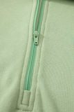 Smoke Green Quarter Zip Stand Neck Kangaroo Pocket Sweatshirt