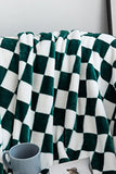 Dark Green Checkerboard Printed Soft Throw Blanket 120*200cm