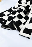 Color black Plush Checkered Print Sofa Blanket 127*152cm