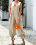 Pocket Decor Tied Detail V Neck Jumpsuit