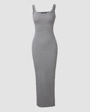 U Neck Slim fitting Long Slip Dress