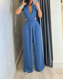 Plunge Cutout Bodysuit & Wide Leg Pants Set