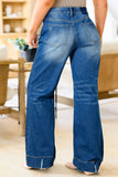 Ashleigh Blue Medium Wash Ripped Edge Flared Plus Size Jeans