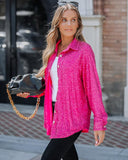 Allover Sequin Button down Long Sleeve Shirt Top