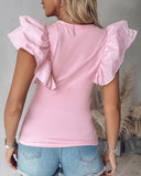 Ruffle Hem Round Neck Top