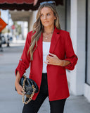 Notched Collar Roll Up Sleeve Blazer Coat