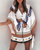 Butterfly Print Batwing Sleeve Casual Dress