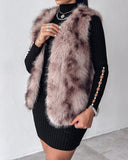 Tie Dye Pattern Open Front Fluffy Vest Coat