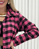 Plaid Print Buttoned Casual Long Sleeve Top