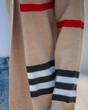 Striped Open Front Longline Knit Cardigan