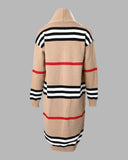 Striped Open Front Longline Knit Cardigan