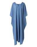 Slit Front V Neck Casual Loose Maxi Dress