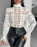 Hollow Out Long Sleeve Crochet Lace Top