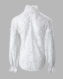 Hollow Out Long Sleeve Crochet Lace Top