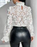 Hollow Out Long Sleeve Crochet Lace Top