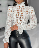 Hollow Out Long Sleeve Crochet Lace Top