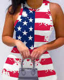 Independence Day Flag Print Sleeveless Bodycon Dress