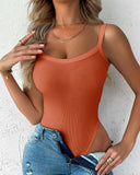 U Neck Sleeveless Ribbed Bodysuit