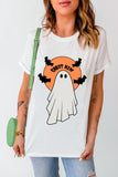 White GHOST HIM Bat Graphic Crewneck Halloween T Shirt