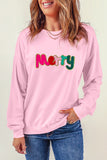 Pink Chenille Merry Graphic Christmas Sweatshirt