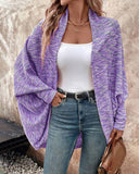 Colorful Waffle Knit Open Front Coat Batwing Long Sleeve Cardigan