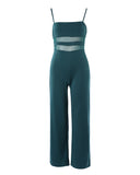 Contrast Mesh Spaghetti Strap Jumpsuit