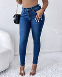 Denim Pocket Design Skinny Jeans